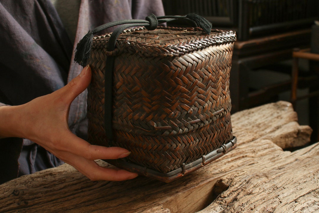 Premium Chinese Antique Bamboo Basket for Teapots, Tea Cakes and Tools ...