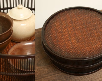 Elegant Japanese Bamboo Basket for teapots, tea cakes and tools
