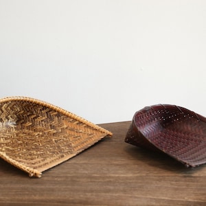 Japanese Bamboo Basket Trays – Option A & B – Handwoven Tea Scoops or Display Trays