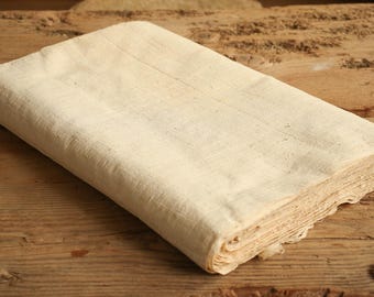 Antique Japanese Hand-Spun & Handwoven Silk Cloth | Natural Ecru Fabric by the Meter | Wabi-Sabi Textile