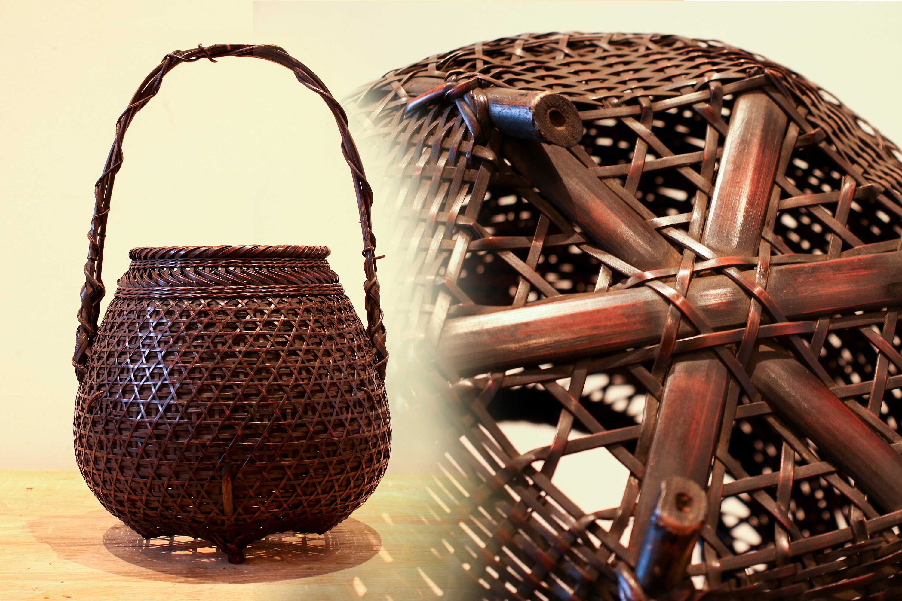 Japanese Bamboo Ikebana Basket Etsy