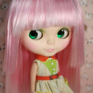 Blythe Wig Pink color double layer straight style w90