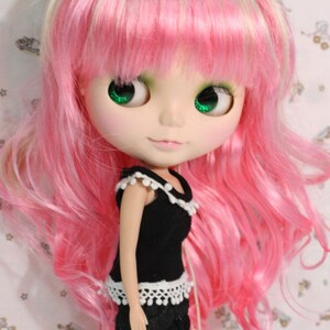 Blythe Wig Pink with Blond Highlight Curly Hair w119