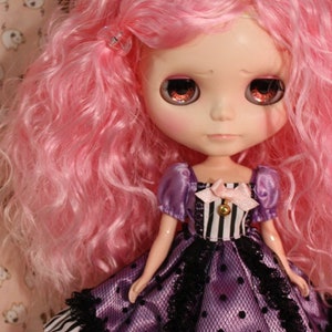 Blythe Wig Pink with White Highlight Curly with Clip w103