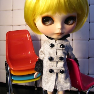 Blythe clothes Doll clothes, Grey Coat with Hat for Blythe 1/6 bjd clothes, Blythe costume, Ob22, Ob24, Pullip