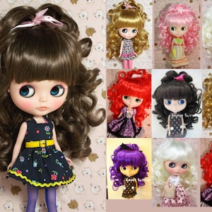 Blythe Wig Alice style with a bow in Pink Wig, Gold Wig, Red Wig, Dark Grey Wig, Ash Wig, White Wig, Purple Wig, Black Wig