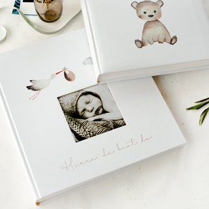 Widdop Baby Fotoalbum 1,8x1,2m - Mit Silbernem Teddy - Rosa Album Für Mädchen - 50 Fotos
