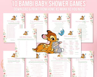 Giochi per baby shower Pink Bambi / 10 giochi stampabili (file digitale)