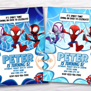 Spiderman & his Amazing Friends Birthday Party Invitation