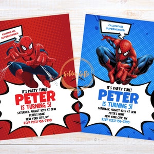 Comic Spiderman Birthday Party Invitation