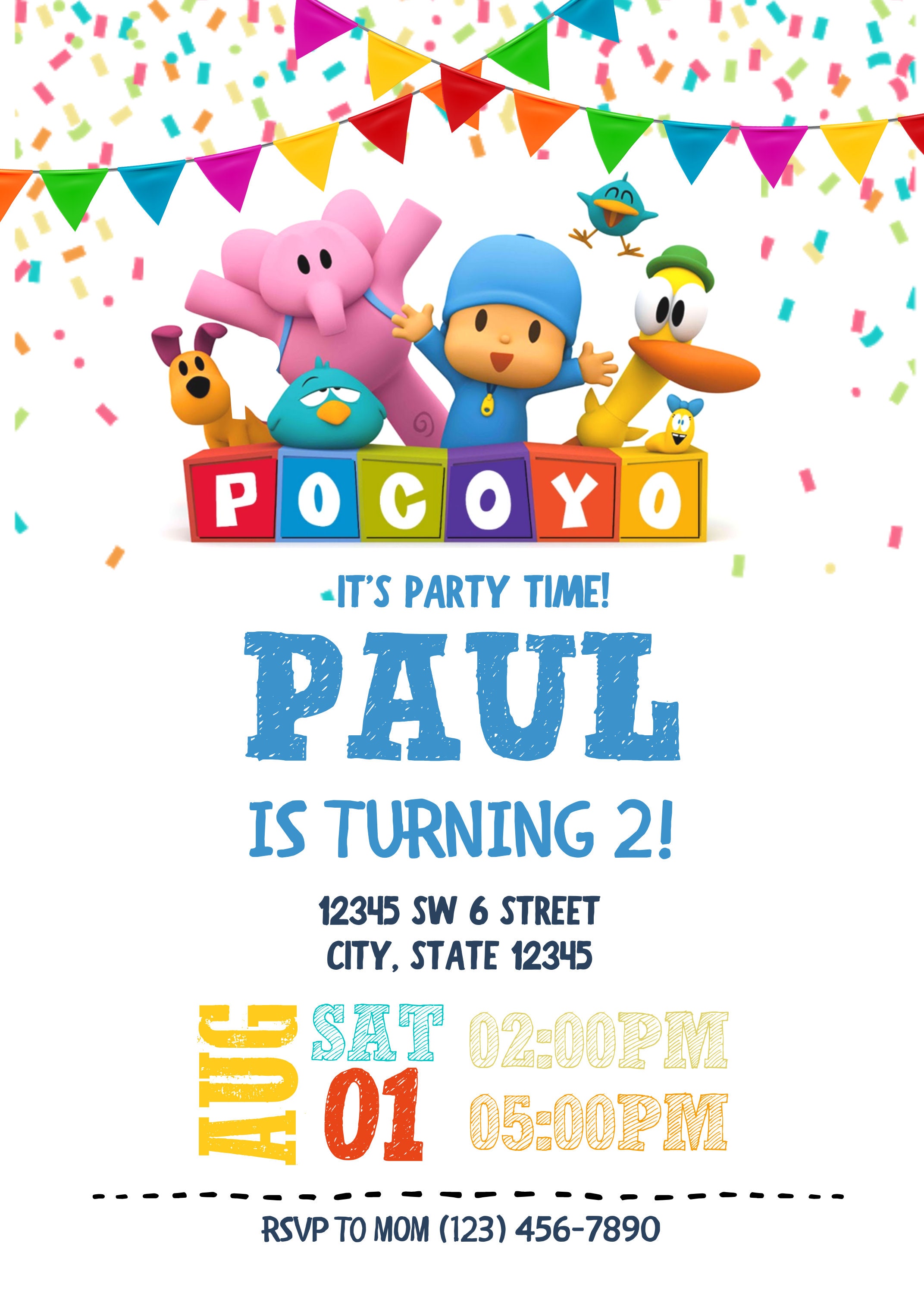 invitacion cumpleaños POCOYO PARTY BIRTHDAY Template