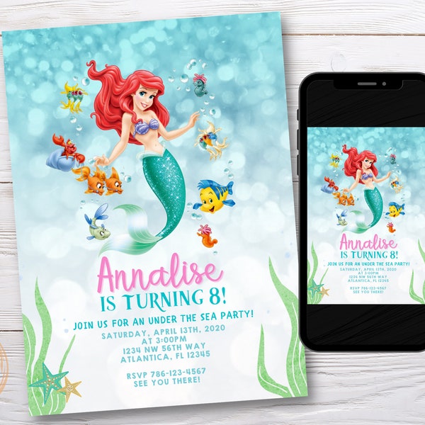 Little Mermaid & Friends Birthday Party Invitation