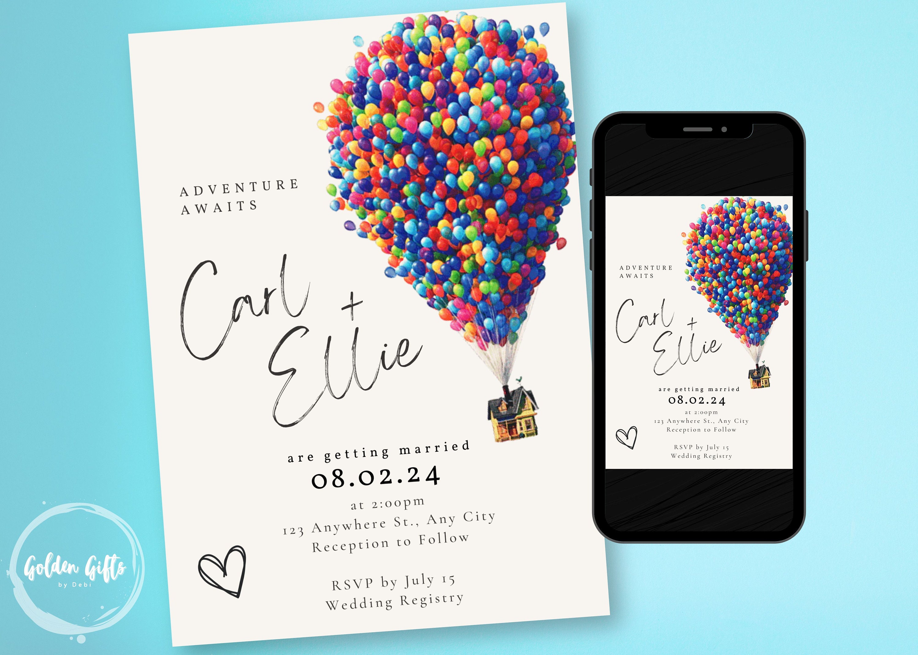 Carl and Ellie Wedding Topper - Etsy, image size:3000x2143