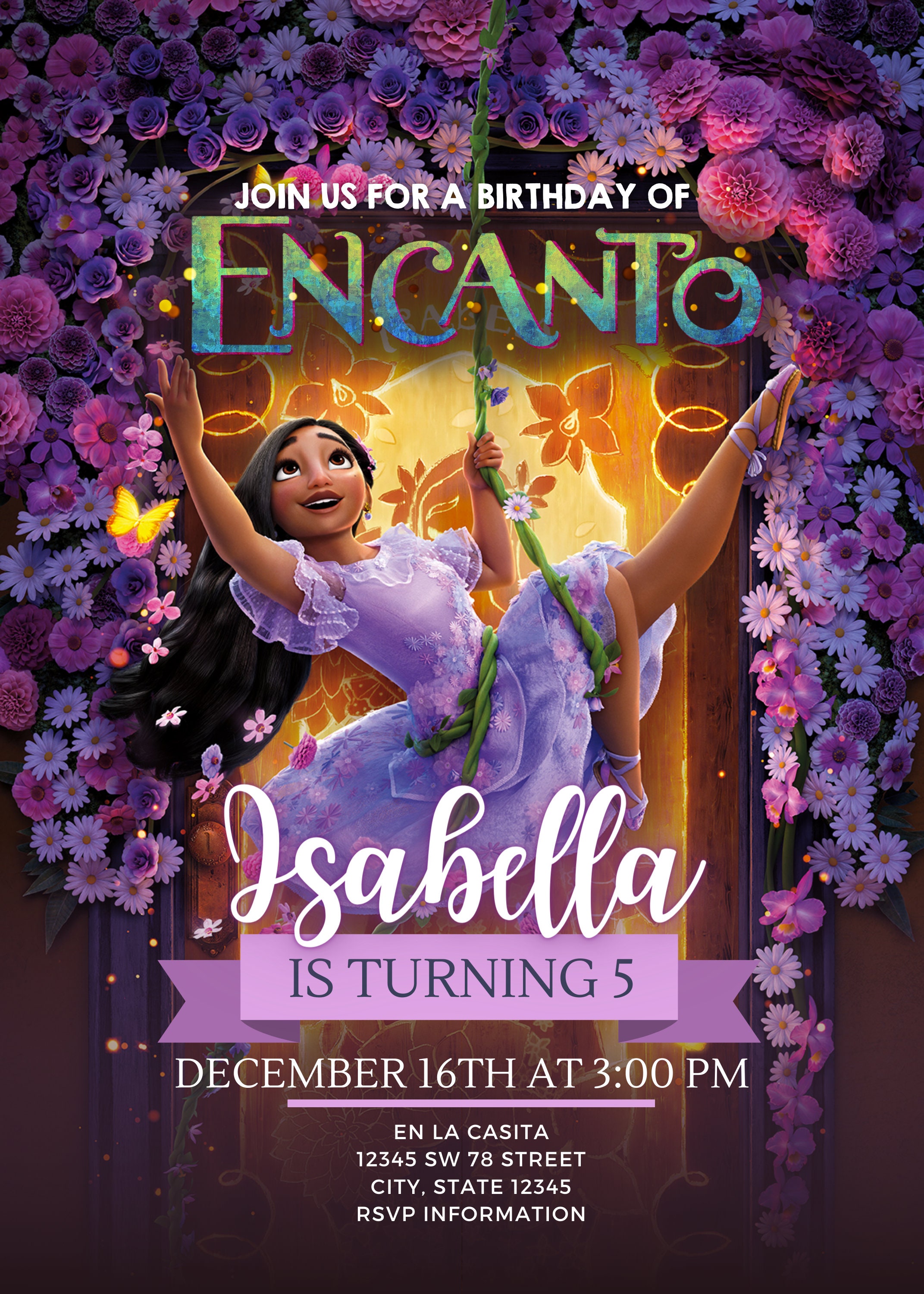 Invitacion De Encanto Para Editar Invitación a la fiesta de cumpleaños de Encanto Isabela - Etsy España
