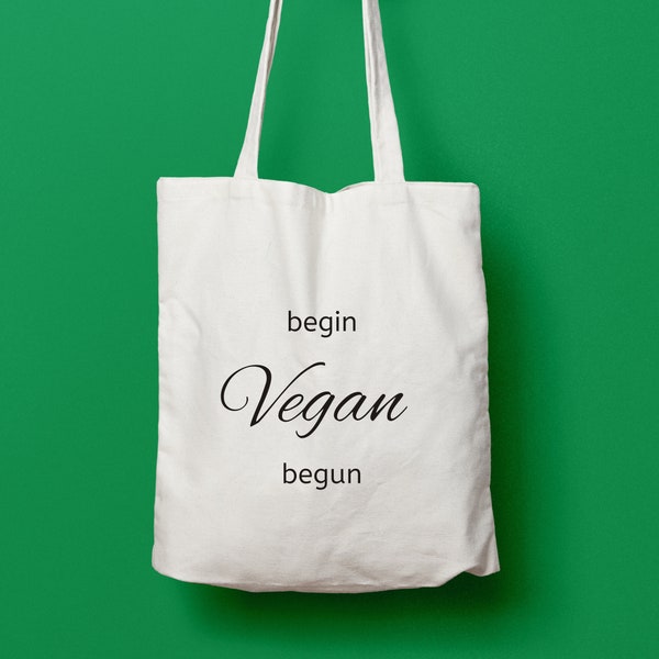 Bolsa de tela para veganos, bolsa reutilizable para libros, regalo para veganos, bolsa ecológica de asas largas, bolsa para yoga, natural