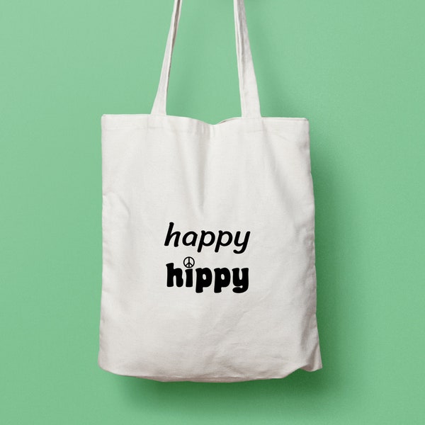 Bolsa de algodón estilo hippie Tote bag para uso diario Bolsa de tela ecológica Regalo para amigos Bolsa inspiración años 70