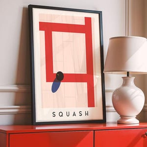 Minimalist Squash Court Print | Bold Geometric Sports Poster