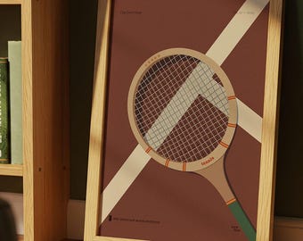 Retro Tennis Art Print | Clay Court Study - The Heritage Room Collection | Vintage Racket Sports Poster