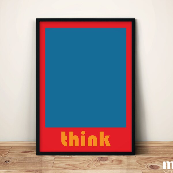 THINK - Bauhaus Stil Typografie Poster | Inspirierendes Zitat Wanddekor | Einzigartige Minimal Wand Kunst | Hochwertig gedruckte Kunst