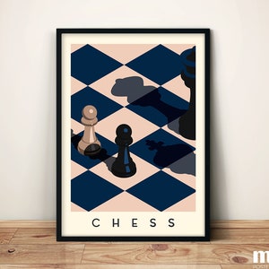 Chess Wall Art - Minimal Sports Illustration Poster | High-Quality Printed Artwork | Contemporary Art Print