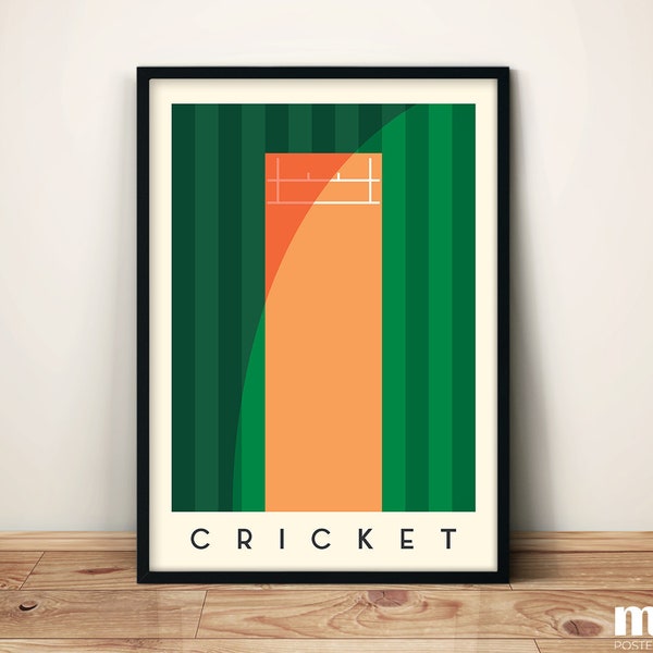 Cricket Wall Art - Minimal Sports Illustration Poster | High-Quality Printed Artwork | Contemporary Art Print