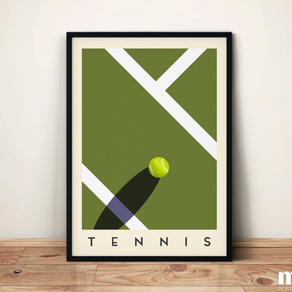 Art mural tennis - Illustration sportive minimale | Oeuvres d'art imprimées de haute qualité | Impression d'art contemporain