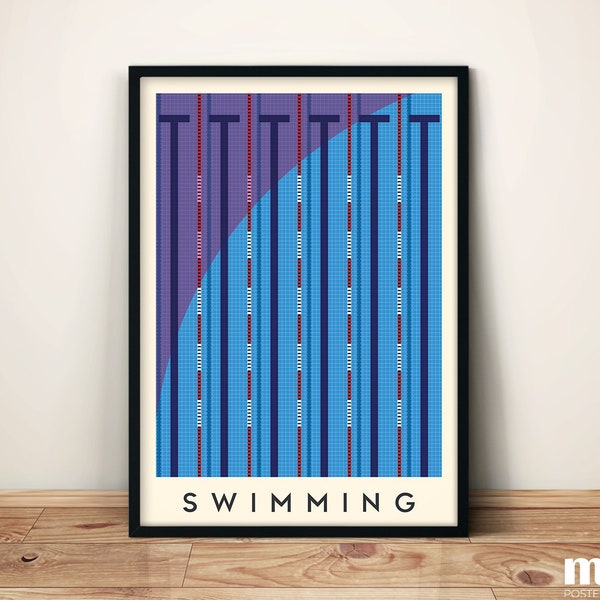 Schwimmen Wand Kunst - Minimal Sport Illustration Poster | Hochwertig bedrucktes Kunstwerk | Zeitgenössischer Kunstdruck