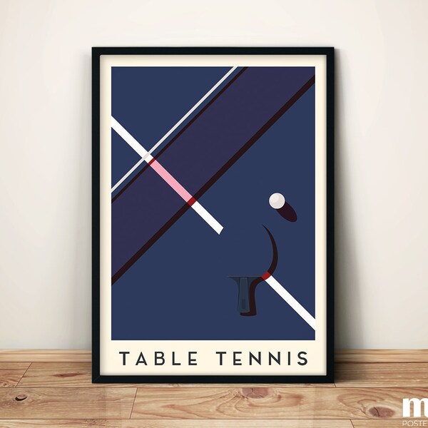 Tisch Tennis Wand Kunst - Minimal Sport Illustration Poster | Zeitgenössischen Kunstdruck | Hochwertig gedruckte Kunst