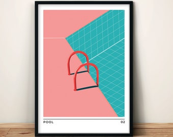 Pool Illustration Wall Art Print - Minimalist City Poster | High-Quality Printed Artwork | Contemporary Art | Home Decor | Office Art