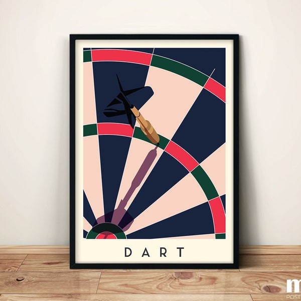 Dart Wall Art - Minimal Sports Illustration Poster | Pub Games High-Quality Printed Artwork | Contemporary Art Print