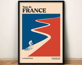 GRAND TOUR - Tour de France Print | Minimal Cycling Poster | Sports Wall Art | High-Quality Printed Artwork | Contemporary Art Print |