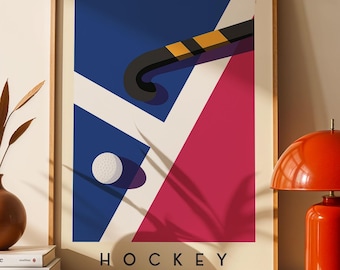 Hockey Art Print | Minimalist Sports Wall Art | Bold Geometric Hockey Poster