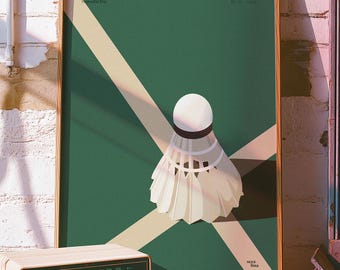 Retro Badminton Art Print | Suspended Play - The Heritage Room Collection | Vintage Sports Wall Art