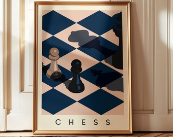 Chess Art Print | Minimalist Strategy Game Poster | Bold Geometric Wall Art