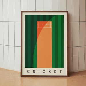 Cricket Print - Minimalist Sports Illustration Poster | High-Quality Printed Artwork | Contemporary Art Print | Gift for Cricket Lover