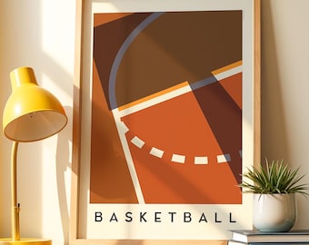 Basketball Art Print | Minimalist Sports Wall Art | Bold Geometric Sports Poster