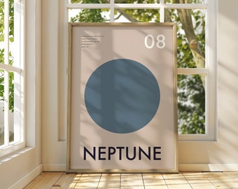 Impression d'art Neptune | Art mural planète minimaliste | Poster Espace du système solaire