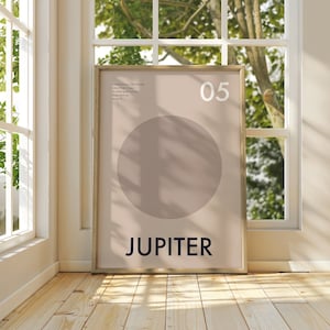 Jupiter Print | Planets - Unique Minimalist Wall Art | High-Quality Printed Poster | Minimal Space Collection | Retro Planets