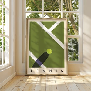 Impresión de tenis - Póster de ilustración deportiva minimalista / Obra de arte impresa de alta calidad / Impresión de arte contemporáneo superventas / Regalo para amantes del tenis