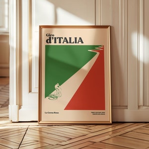GRAND TOUR - Impressão Giro d'Italia | Pôster minimalista de ciclismo | Arte de parede esportiva | Arte impressa de alta qualidade | Impressão de arte contemporânea |