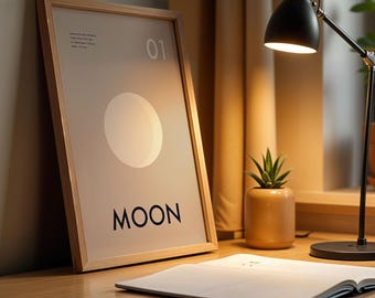 Moon Art Print | Minimalist Space Wall Art | Modern Lunar Poster for Home