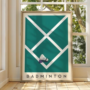 Badminton Print - Minimalist Sports Illustration Poster | Contemporary Wall Art | High-Quality Printed Artwork | Shuttlecock Unique Print