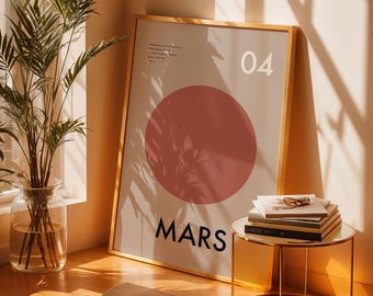 Mars Art Print | Minimalist Planet Wall Art | Solar System Space Poster