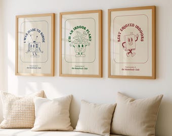Set of 3 Retro Cartoon Art Prints | Funny Quirky Wall Art Collection | Bold Illustrated Home Decor