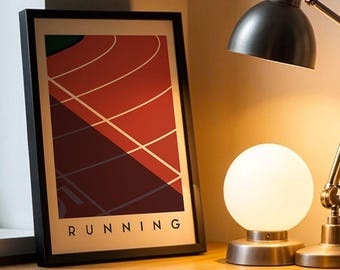 Running Art Print | Minimalist Athletics Poster | Bold Track Wall Art for Home