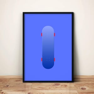 Skateboard Print | Minimal Skate Poster | Sports Wall Art | Skateboarder Poster | Contemporary Art Print | Skater Gift | Street Sports