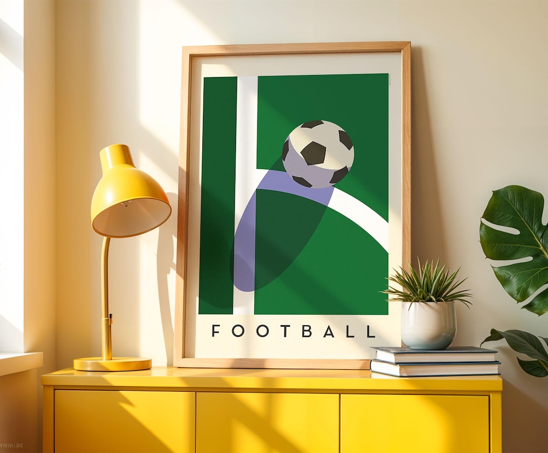 Football Art Print | Minimalist Soccer Wall Art | Bold Sports Poster ...