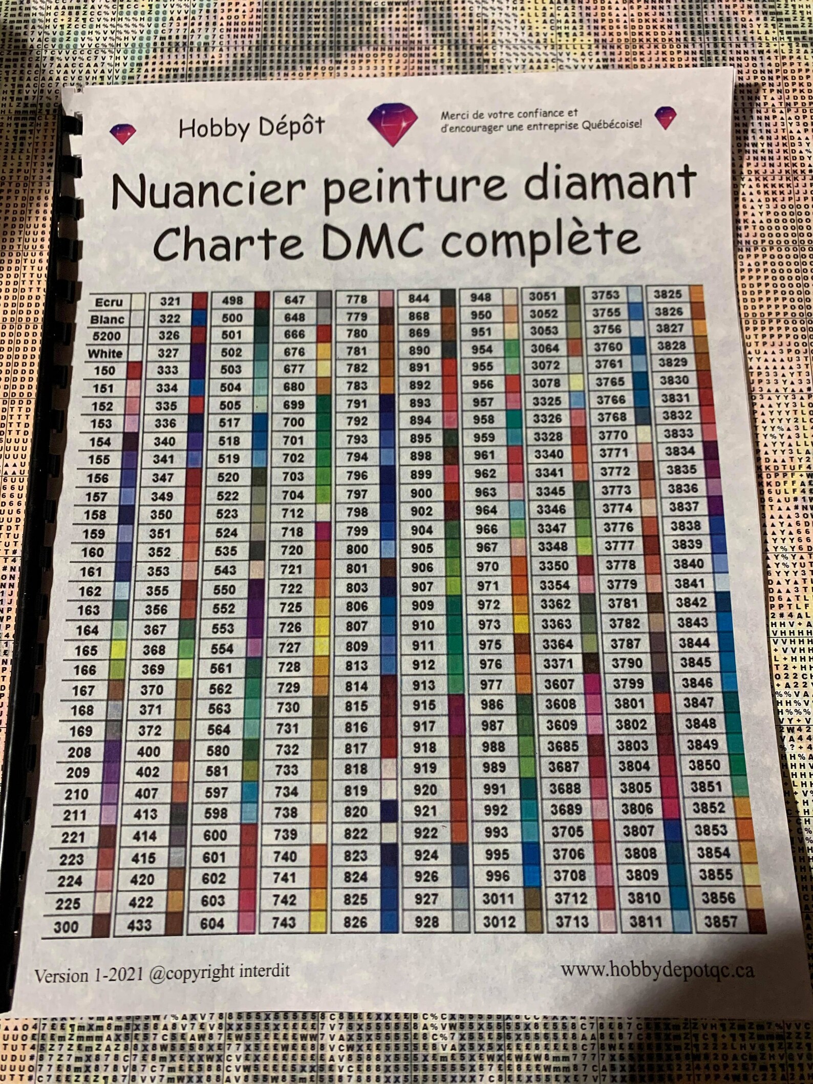 Charte nuancier pour peinture aux Diamants Etsy Canada