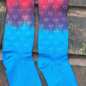 Chaussettes Blue and Red Tie Dye Knee High Girls