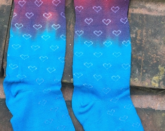 Blue and Red Tie Dye Knee High Girls socks